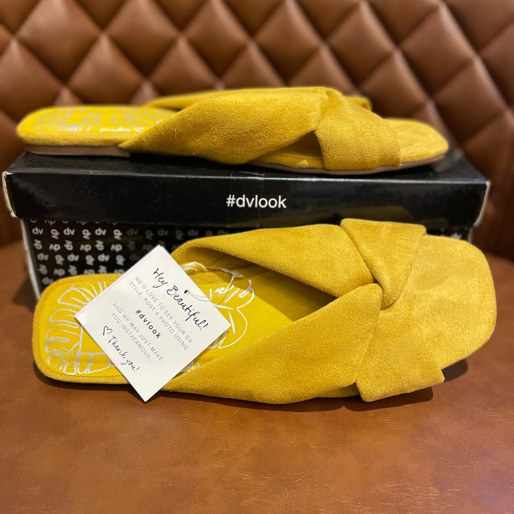 Dolce Vita Mustard Yellow Slide Sandals